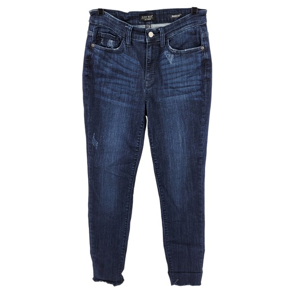 Judy Blue Size 7/28 Skinny Fit Dark Wash Distressed Jeans JB82340DK - Picture 5 of 10